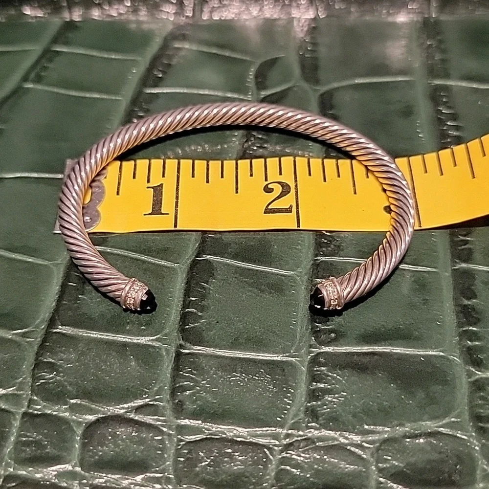 David Yurman 5mm Cable Bracelet with Hematine & Diamonds - Picture 6 of 7